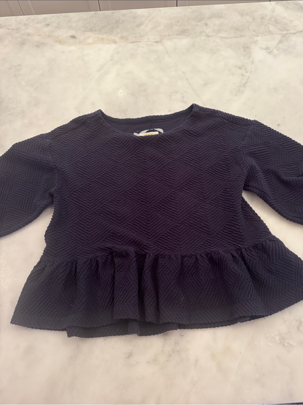 Anthropologie Textured Peplum Top - Navy